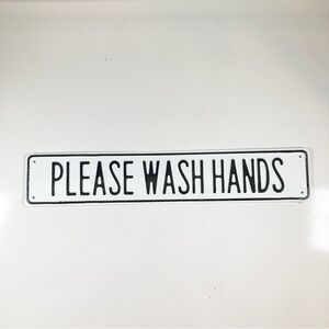 Schoolhouse Black and White 'Please Wash Hands' Sign